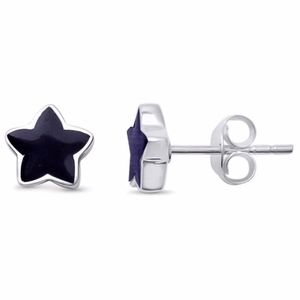 Adorable Black Onyx Star Stud .925 Sterling Silver